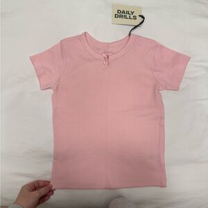 Daily Drills Pink Pointelle Baby Tee